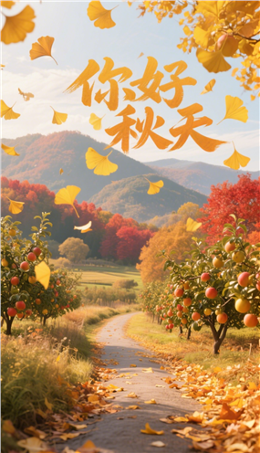 你好秋天主题海报设计图片